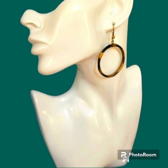 VTG Brass Hoop Dangle Earrings - Picture 1 of 4